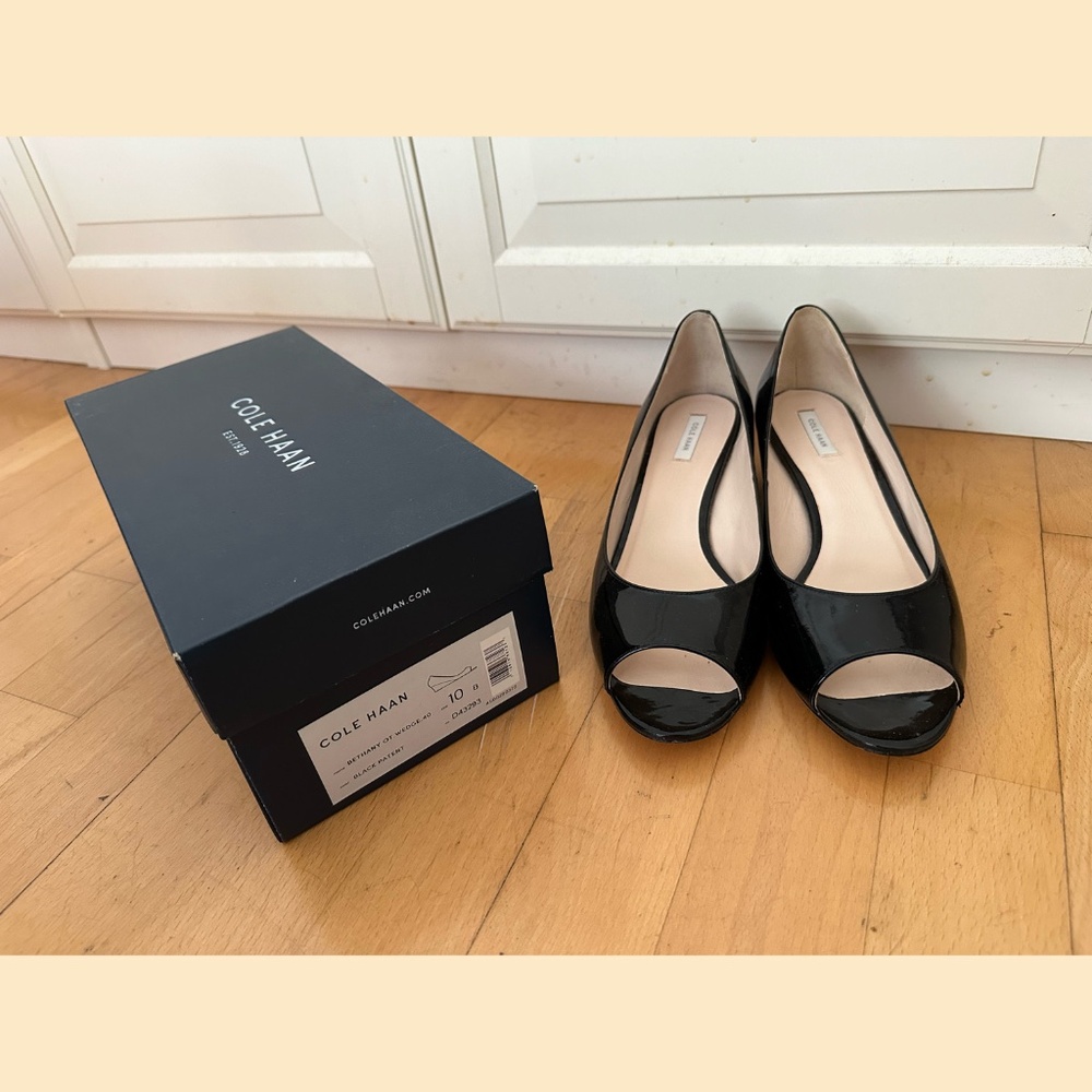 Cole Haan Bethany Wedges Black Patent 10B